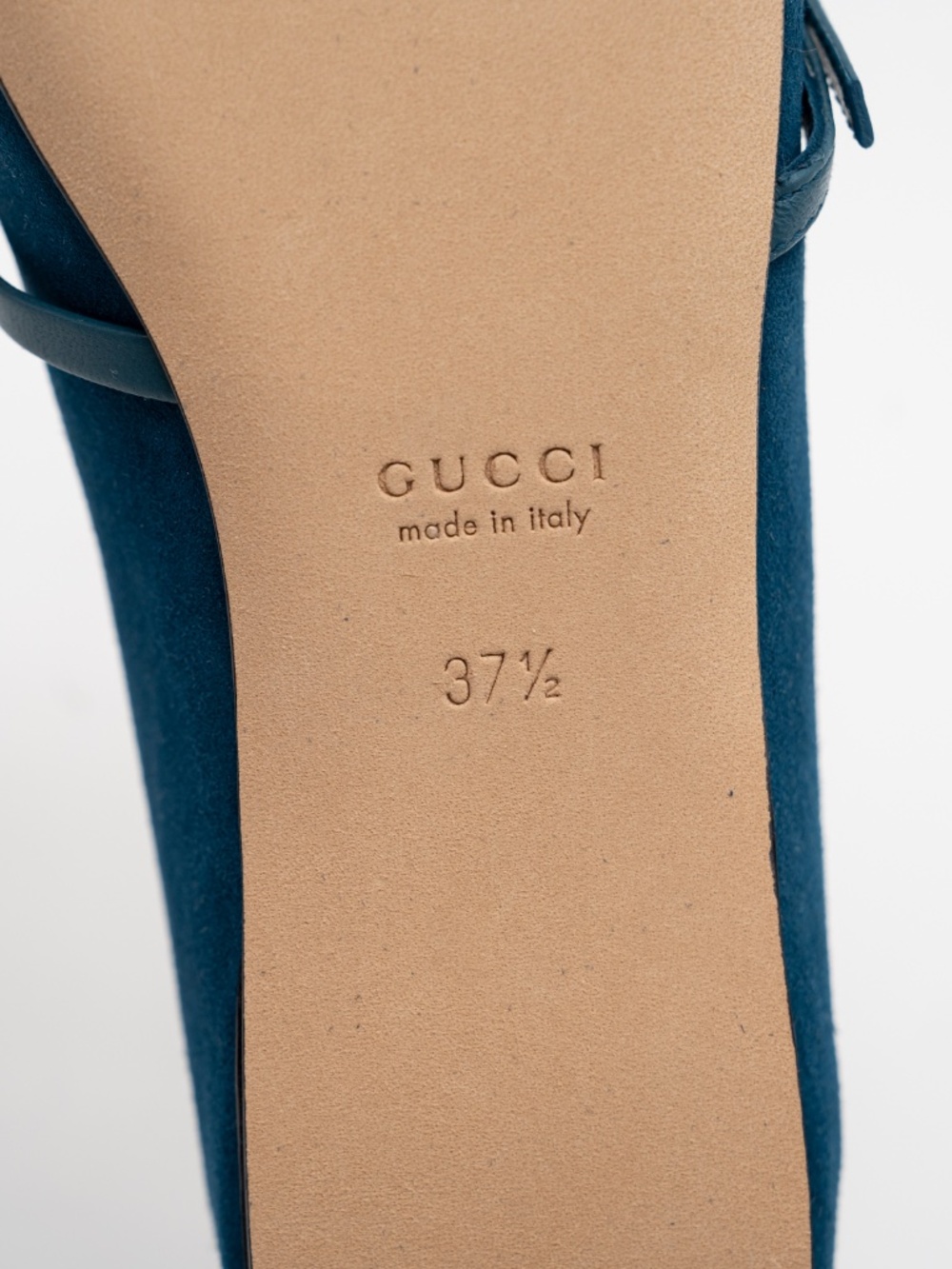size 37.5G 7.5 US Gucci Horsebit Ballet Flats Blue Suede Mary Jane - Picture 10 of 12